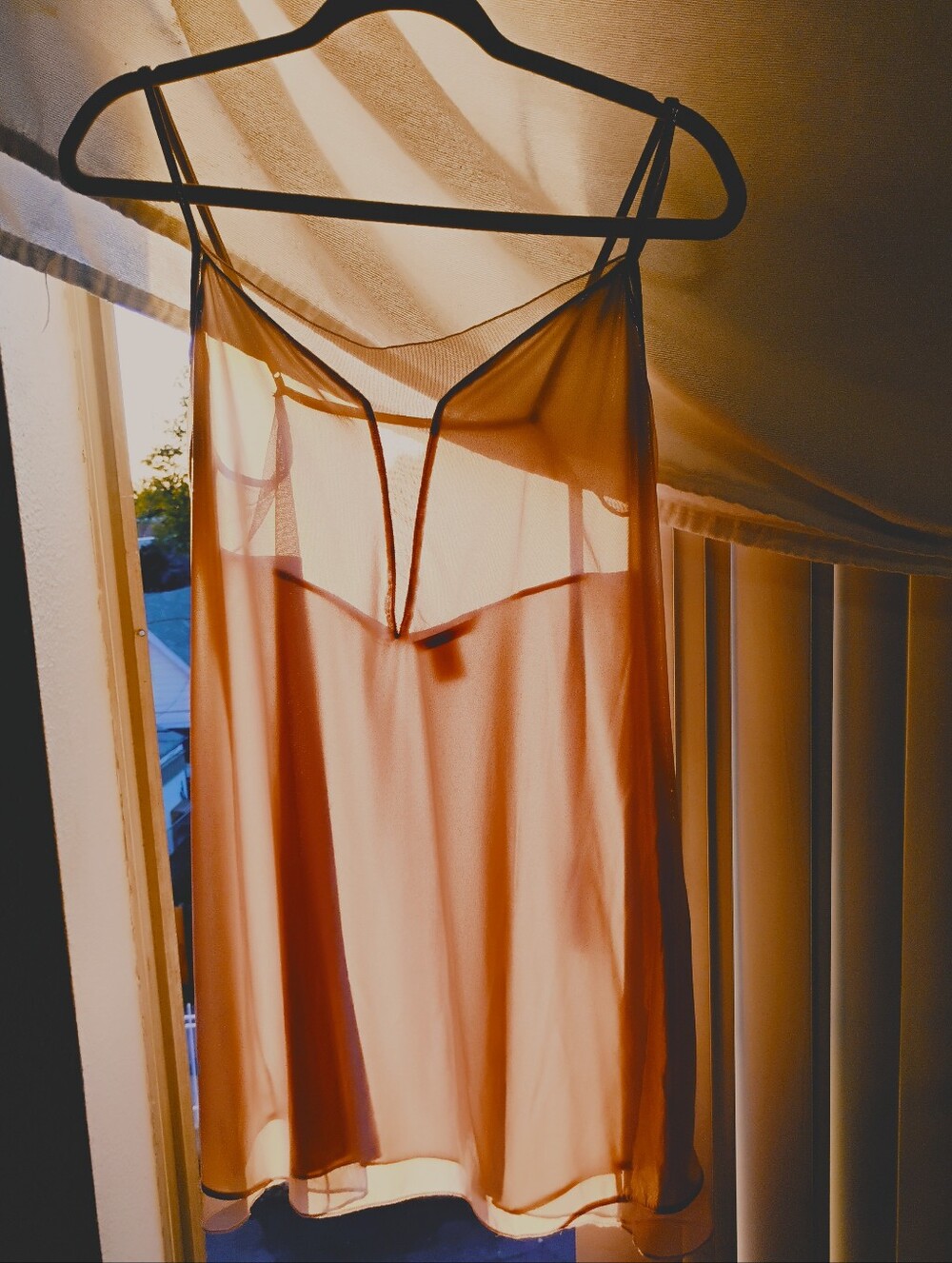 Victoria's Secret Sheer Peach Slip Dress Camisole Size Large